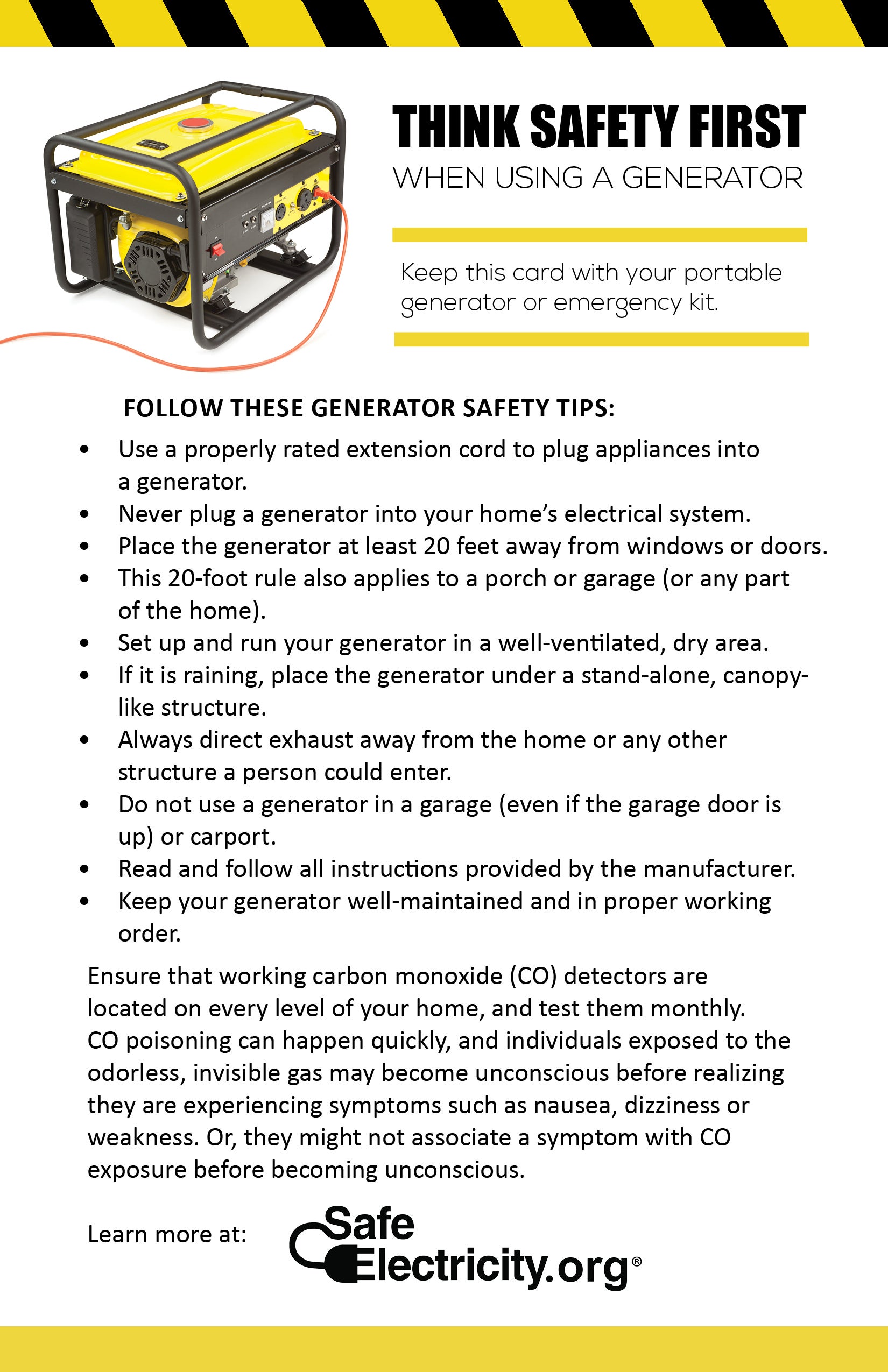 Think safety first when using a generator